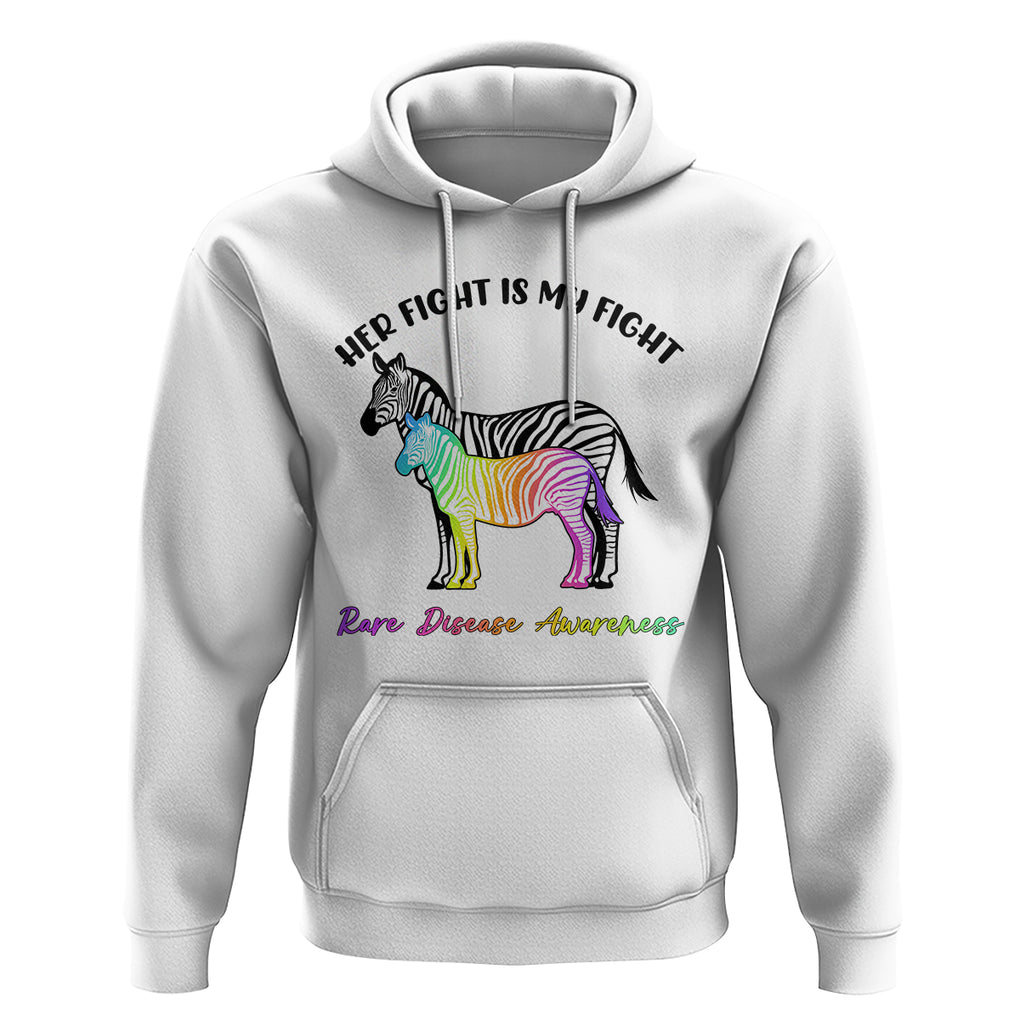 Rare Disease Day Shirts Hoodie His Fight Is My Fight Rare Disease Awareness Support Rare Warrior Rainbow Zebra TS02 White Printyourwear