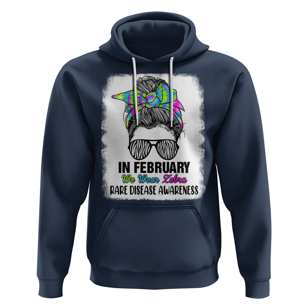 Rare Disease Day Shirts Hoodie In February We Wear Zebra Rare Disease Awareness Zebra Messy Bun TS02 Navy Printyourwear