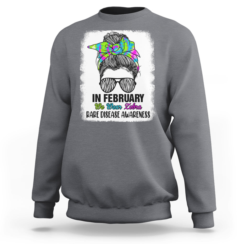 Rare Disease Day Shirts Sweatshirt In February We Wear Zebra Rare Disease Awareness Zebra Messy Bun TS02 Charcoal Printyourwear