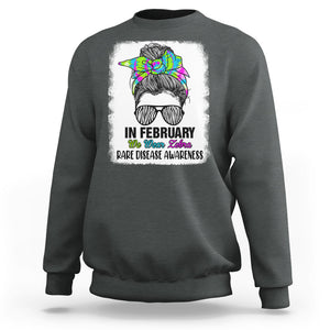 Rare Disease Day Shirts Sweatshirt In February We Wear Zebra Rare Disease Awareness Zebra Messy Bun TS02 Dark Heather Printyourwear