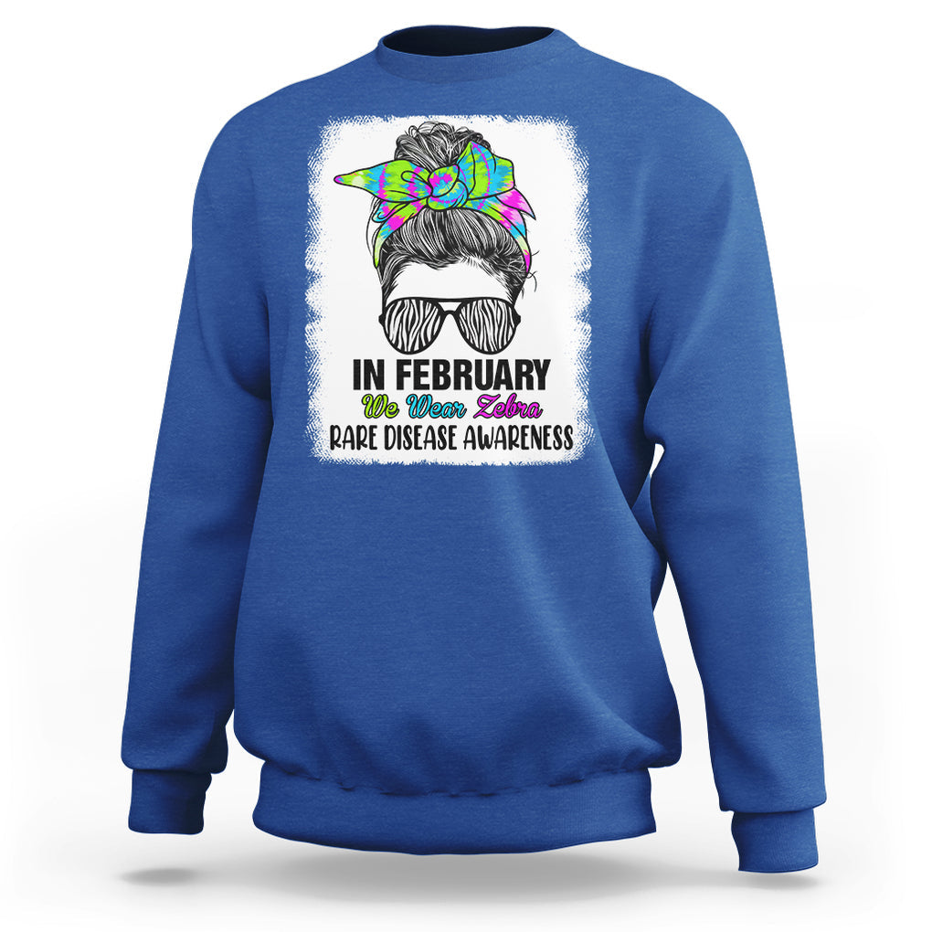 Rare Disease Day Shirts Sweatshirt In February We Wear Zebra Rare Disease Awareness Zebra Messy Bun TS02 Royal Blue Printyourwear