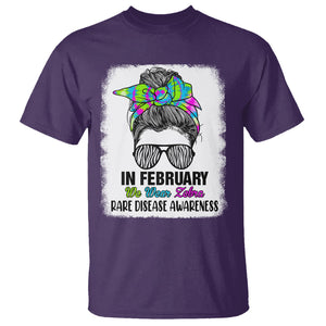 Rare Disease Day Shirts T Shirt In February We Wear Zebra Rare Disease Awareness Zebra Messy Bun TS02 Purple Printyourwear