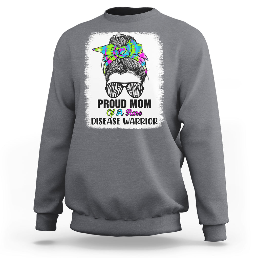 Rare Disease Day Shirts Sweatshirt Proud Mom Of A Rare Disease Warrior Rare Disease Awareness Zebra Messy Bun TS02 Charcoal Printyourwear
