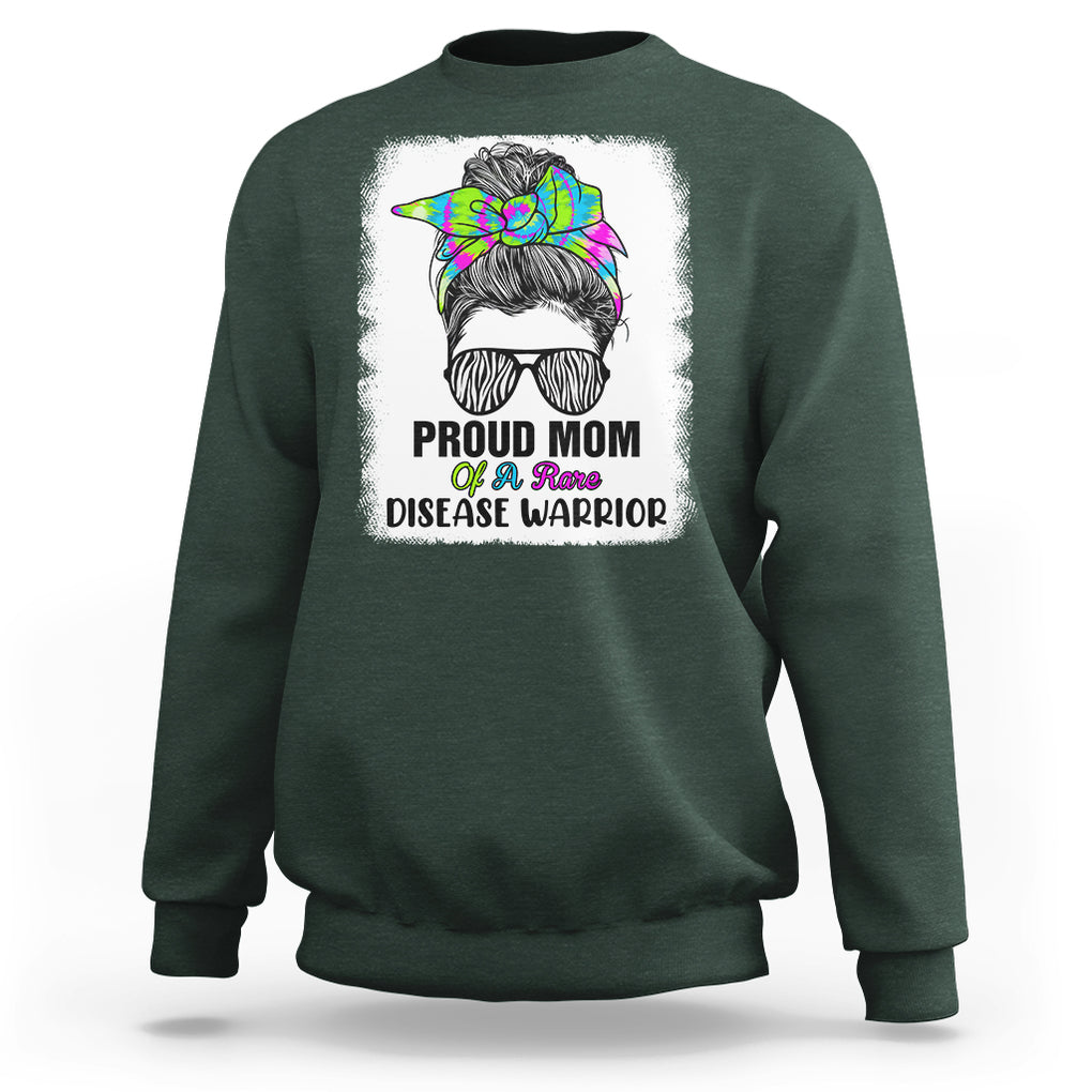 Rare Disease Day Shirts Sweatshirt Proud Mom Of A Rare Disease Warrior Rare Disease Awareness Zebra Messy Bun TS02 Dark Forest Green Printyourwear