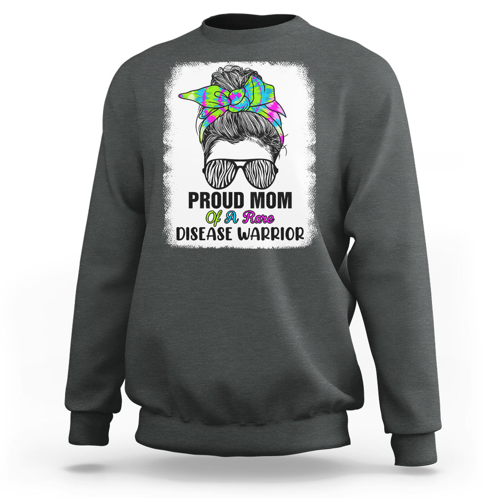 Rare Disease Day Shirts Sweatshirt Proud Mom Of A Rare Disease Warrior Rare Disease Awareness Zebra Messy Bun TS02 Dark Heather Printyourwear