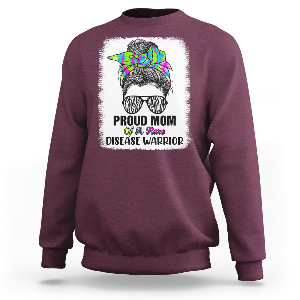Rare Disease Day Shirts Sweatshirt Proud Mom Of A Rare Disease Warrior Rare Disease Awareness Zebra Messy Bun TS02 Maroon Printyourwear
