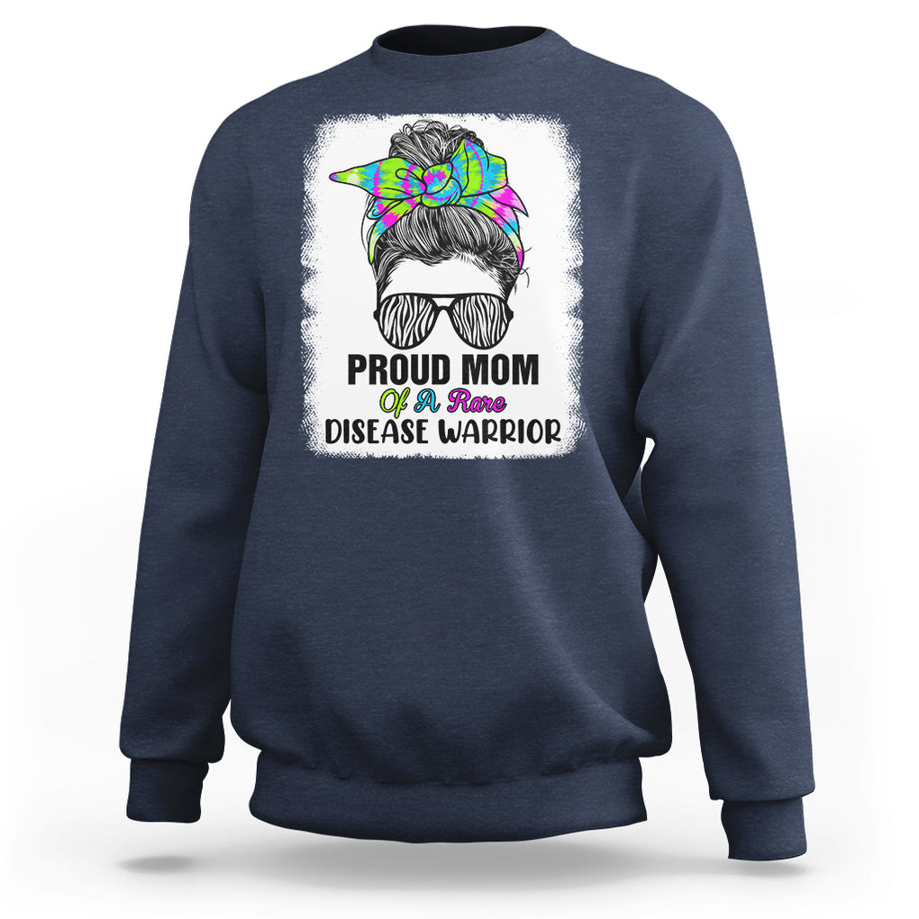 Rare Disease Day Shirts Sweatshirt Proud Mom Of A Rare Disease Warrior Rare Disease Awareness Zebra Messy Bun TS02 Navy Printyourwear