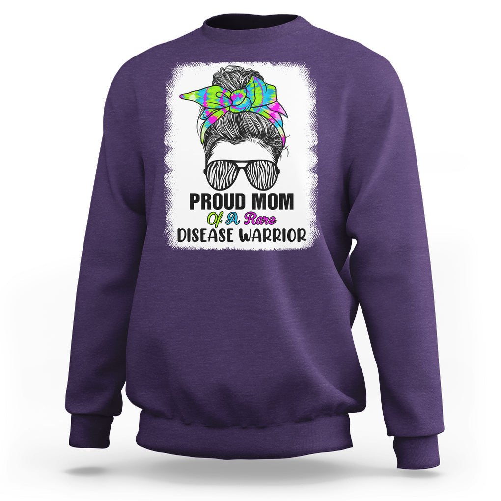 Rare Disease Day Shirts Sweatshirt Proud Mom Of A Rare Disease Warrior Rare Disease Awareness Zebra Messy Bun TS02 Purple Printyourwear