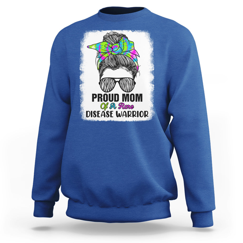 Rare Disease Day Shirts Sweatshirt Proud Mom Of A Rare Disease Warrior Rare Disease Awareness Zebra Messy Bun TS02 Royal Blue Printyourwear
