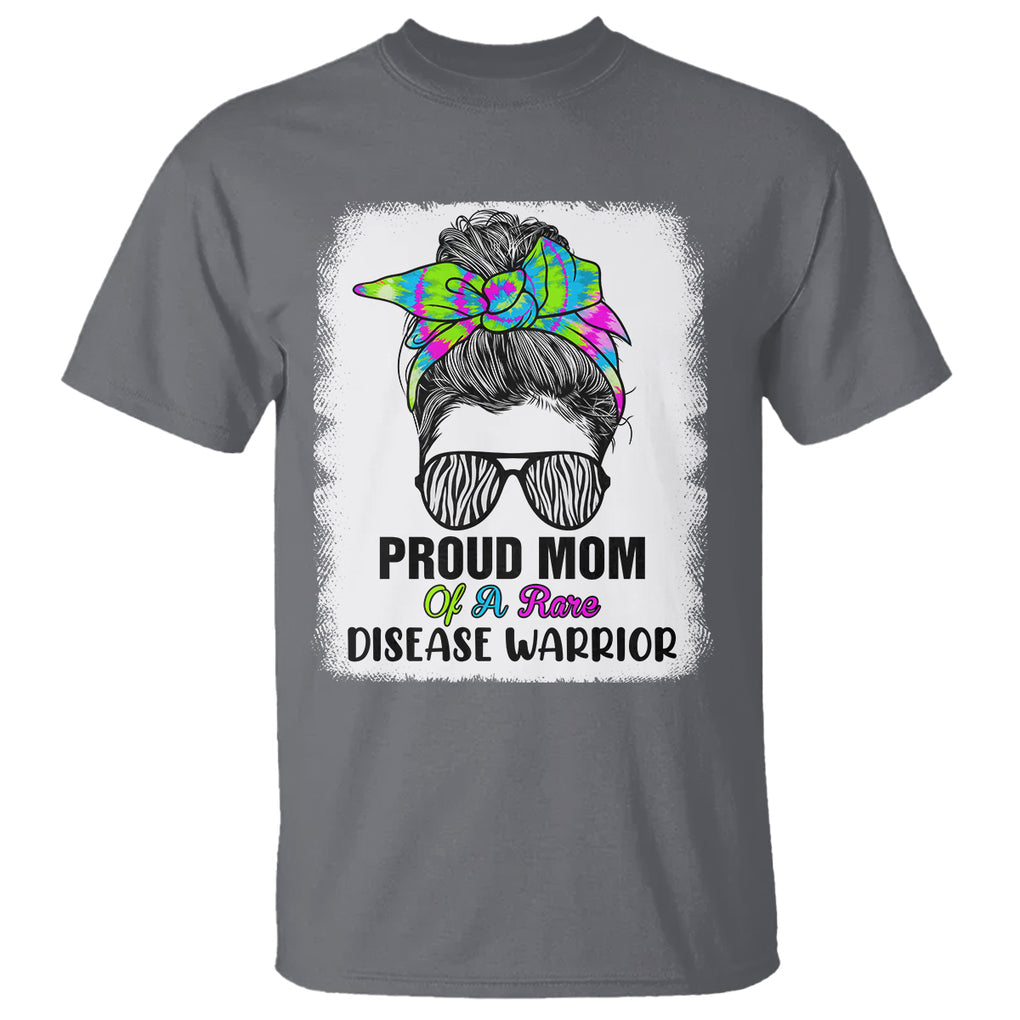Rare Disease Day Shirts T Shirt Proud Mom Of A Rare Disease Warrior Rare Disease Awareness Zebra Messy Bun TS02 Charcoal Printyourwear