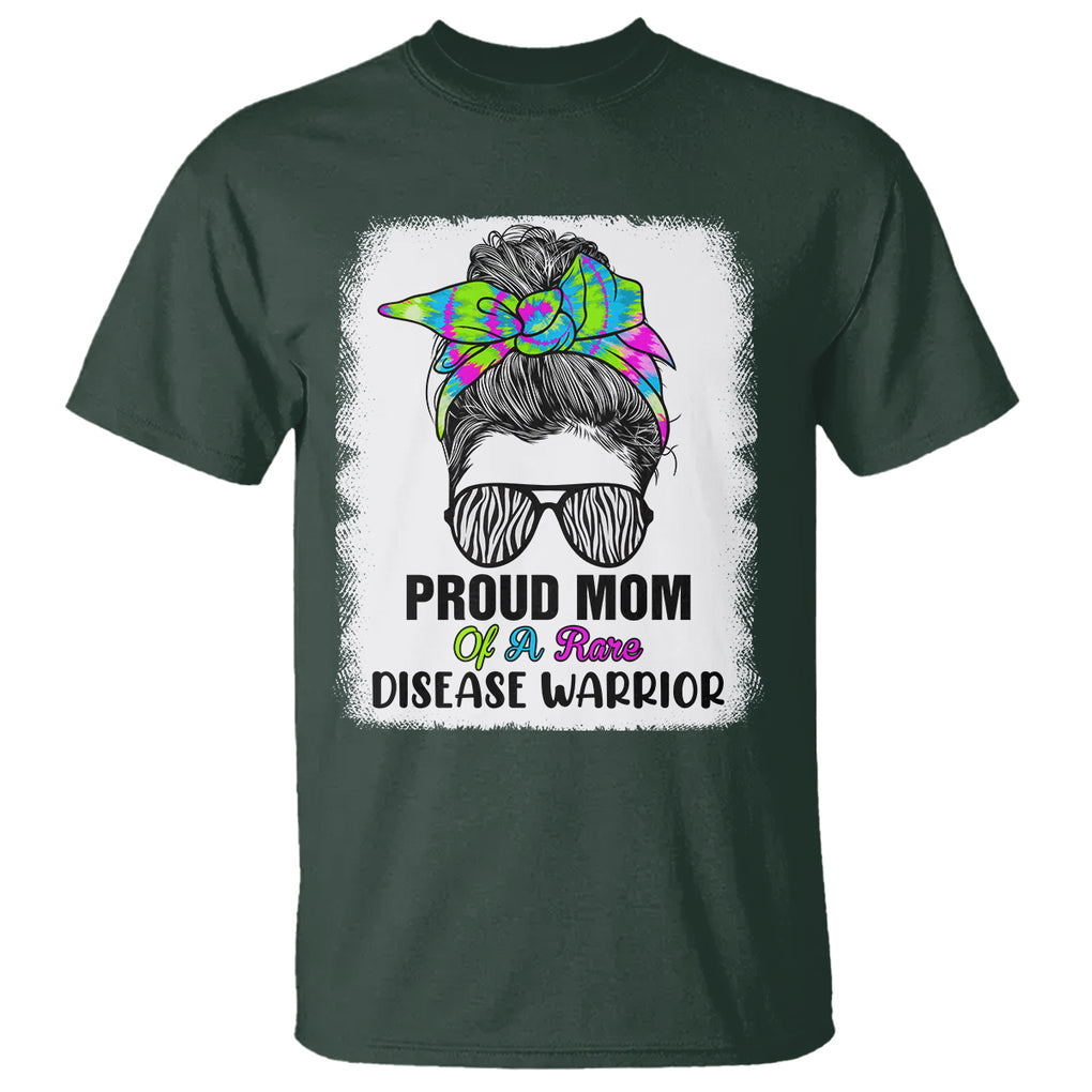 Rare Disease Day Shirts T Shirt Proud Mom Of A Rare Disease Warrior Rare Disease Awareness Zebra Messy Bun TS02 Dark Forest Green Printyourwear