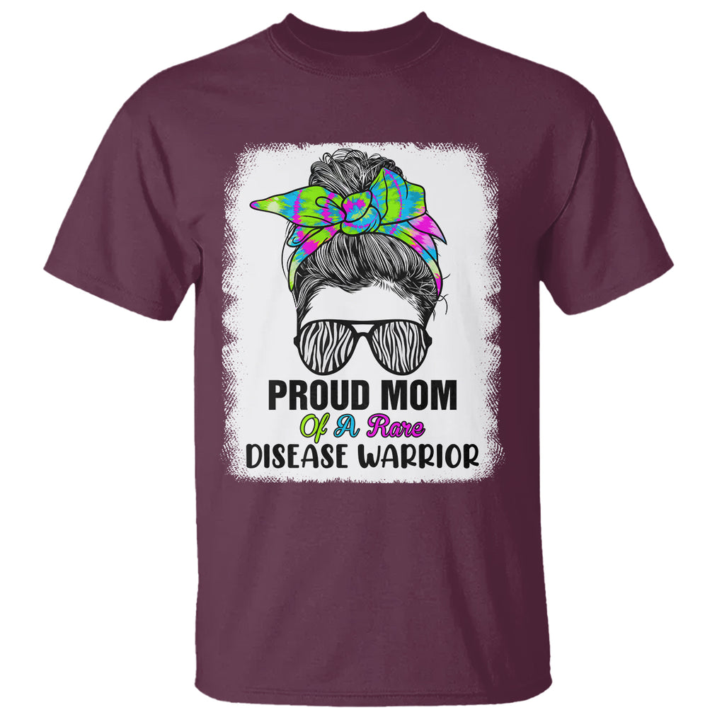 Rare Disease Day Shirts T Shirt Proud Mom Of A Rare Disease Warrior Rare Disease Awareness Zebra Messy Bun TS02 Maroon Printyourwear