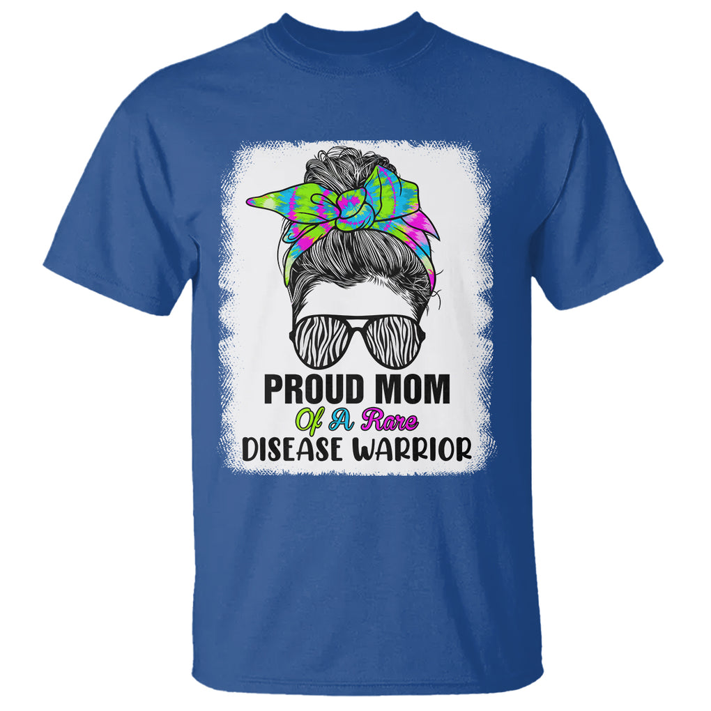 Rare Disease Day Shirts T Shirt Proud Mom Of A Rare Disease Warrior Rare Disease Awareness Zebra Messy Bun TS02 Royal Blue Printyourwear