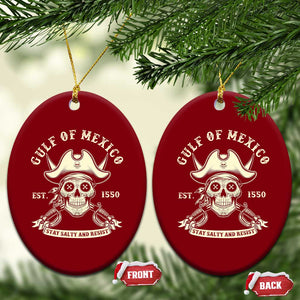 Gulf of Mexico Pirate Sugar Skull Ceramic Ornament Est 1550 Stay Salty And Resist TS02 Print Your Wear