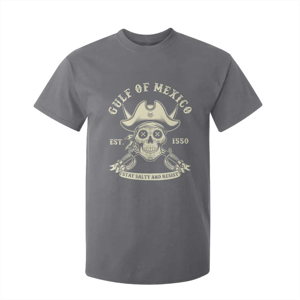 Gulf of Mexico Pirate Sugar Skull T Shirt For Kid Est 1550 Stay Salty And Resist TS02 Charcoal Print Your Wear
