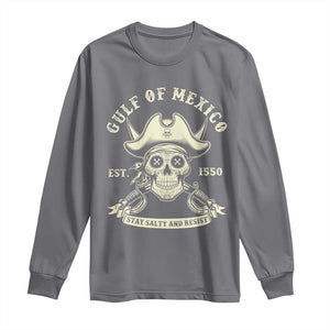Gulf of Mexico Pirate Sugar Skull Long Sleeve Shirt Est 1550 Stay Salty And Resist TS02 Charcoal Print Your Wear