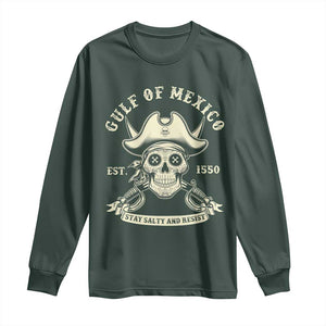 Gulf of Mexico Pirate Sugar Skull Long Sleeve Shirt Est 1550 Stay Salty And Resist TS02 Dark Forest Green Print Your Wear