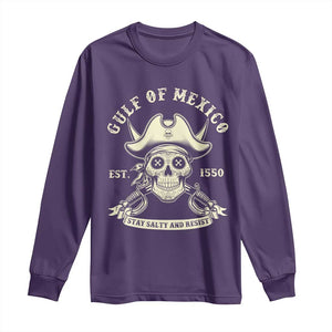 Gulf of Mexico Pirate Sugar Skull Long Sleeve Shirt Est 1550 Stay Salty And Resist TS02 Purple Print Your Wear