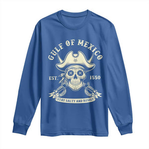 Gulf of Mexico Pirate Sugar Skull Long Sleeve Shirt Est 1550 Stay Salty And Resist TS02 Royal Blue Print Your Wear