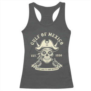 Gulf of Mexico Pirate Sugar Skull Racerback Tank Top Est 1550 Stay Salty And Resist TS02 Dark Heather Print Your Wear