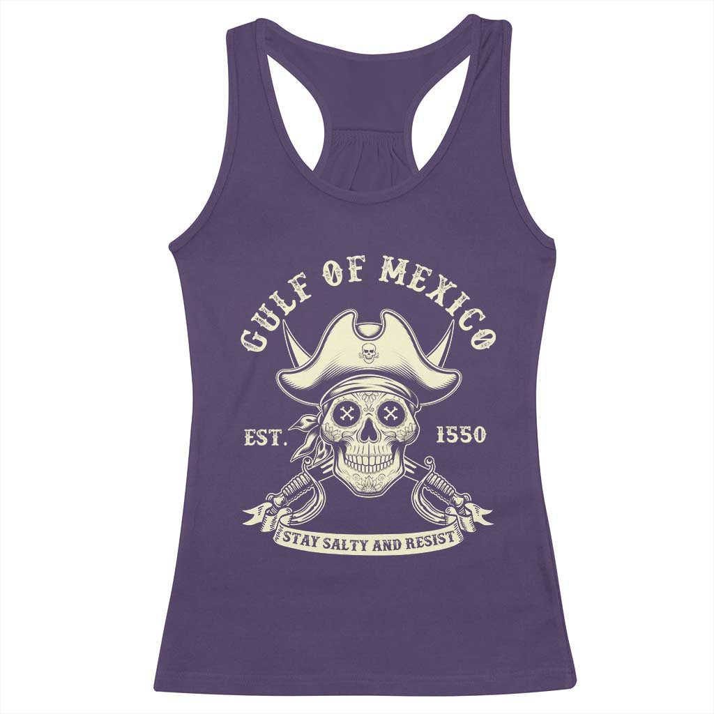 Gulf of Mexico Pirate Sugar Skull Racerback Tank Top Est 1550 Stay Salty And Resist TS02 Purple Print Your Wear