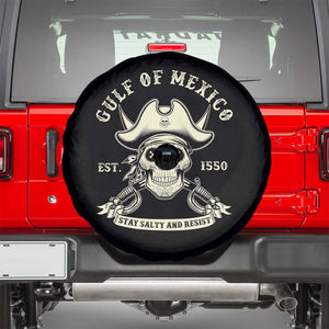 Gulf of Mexico Pirate Sugar Skull Spare Tire Cover Est 1550 Stay Salty And Resist TS02 Black Print Your Wear