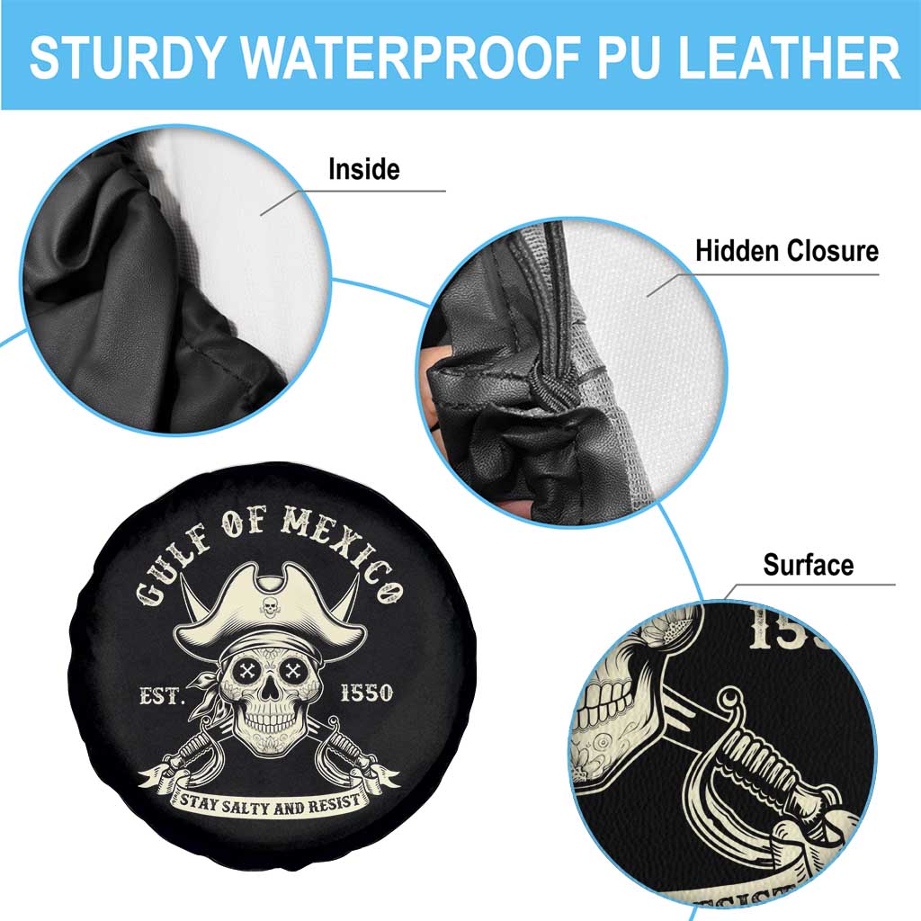 Gulf of Mexico Pirate Sugar Skull Spare Tire Cover Est 1550 Stay Salty And Resist TS02 Print Your Wear