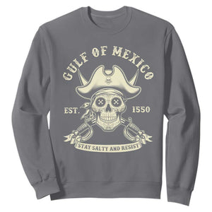 Gulf of Mexico Pirate Sugar Skull Sweatshirt Est 1550 Stay Salty And Resist TS02 Charcoal Print Your Wear