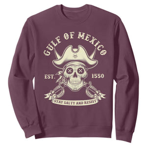 Gulf of Mexico Pirate Sugar Skull Sweatshirt Est 1550 Stay Salty And Resist TS02 Maroon Print Your Wear