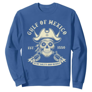 Gulf of Mexico Pirate Sugar Skull Sweatshirt Est 1550 Stay Salty And Resist TS02 Royal Blue Print Your Wear