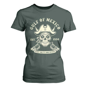 Gulf of Mexico Pirate Sugar Skull T Shirt For Women Est 1550 Stay Salty And Resist TS02 Dark Forest Green Print Your Wear