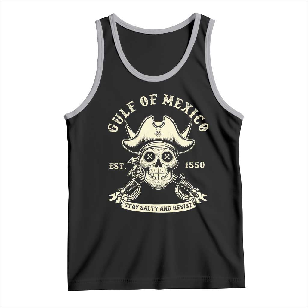 Gulf of Mexico Pirate Sugar Skull Tank Top Est 1550 Stay Salty And Resist TS02 Black Athletic Heather Print Your Wear