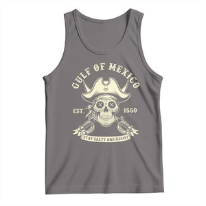 Gulf of Mexico Pirate Sugar Skull Tank Top Est 1550 Stay Salty And Resist TS02 Deep Heather Print Your Wear