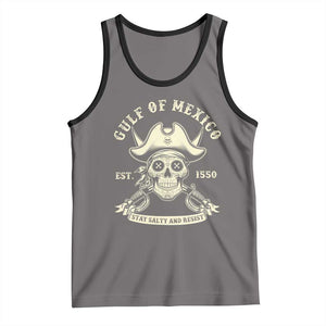 Gulf of Mexico Pirate Sugar Skull Tank Top Est 1550 Stay Salty And Resist TS02 Deep Heather Black Print Your Wear