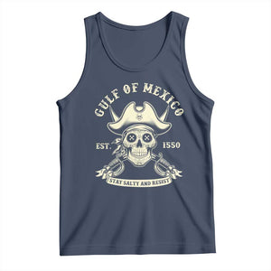 Gulf of Mexico Pirate Sugar Skull Tank Top Est 1550 Stay Salty And Resist TS02 Navy Print Your Wear