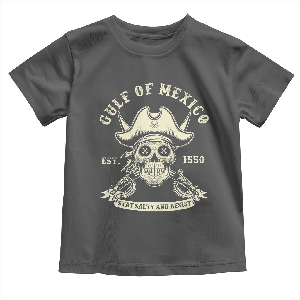 Gulf of Mexico Pirate Sugar Skull Toddler T Shirt Est 1550 Stay Salty And Resist TS02 Dark Heather Print Your Wear