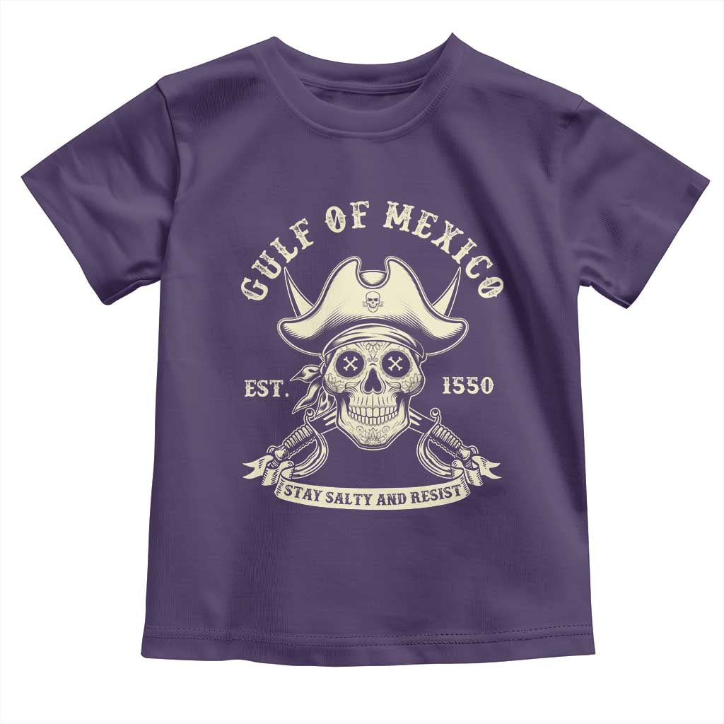 Gulf of Mexico Pirate Sugar Skull Toddler T Shirt Est 1550 Stay Salty And Resist TS02 Purple Print Your Wear