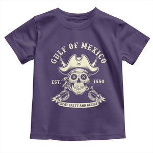 Gulf of Mexico Pirate Sugar Skull Toddler T Shirt Est 1550 Stay Salty And Resist TS02 Purple Print Your Wear