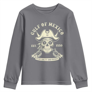Gulf of Mexico Pirate Sugar Skull Youth Sweatshirt Est 1550 Stay Salty And Resist TS02 Charcoal Print Your Wear