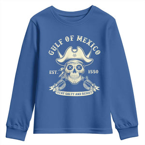 Gulf of Mexico Pirate Sugar Skull Youth Sweatshirt Est 1550 Stay Salty And Resist TS02 Royal Blue Print Your Wear