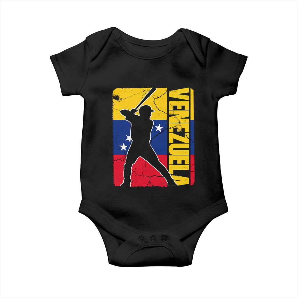 Venezuela Baseball Pride Vintage Flag Baby Onesie Venezuelan Sports Fan Gift for Latino Beisbol Lovers TS02 Black Print Your Wear