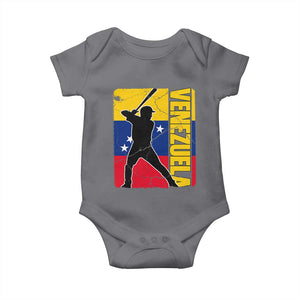 Venezuela Baseball Pride Vintage Flag Baby Onesie Venezuelan Sports Fan Gift for Latino Beisbol Lovers TS02 Charcoal Print Your Wear