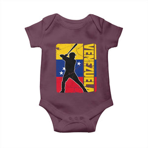 Venezuela Baseball Pride Vintage Flag Baby Onesie Venezuelan Sports Fan Gift for Latino Beisbol Lovers TS02 Maroon Print Your Wear