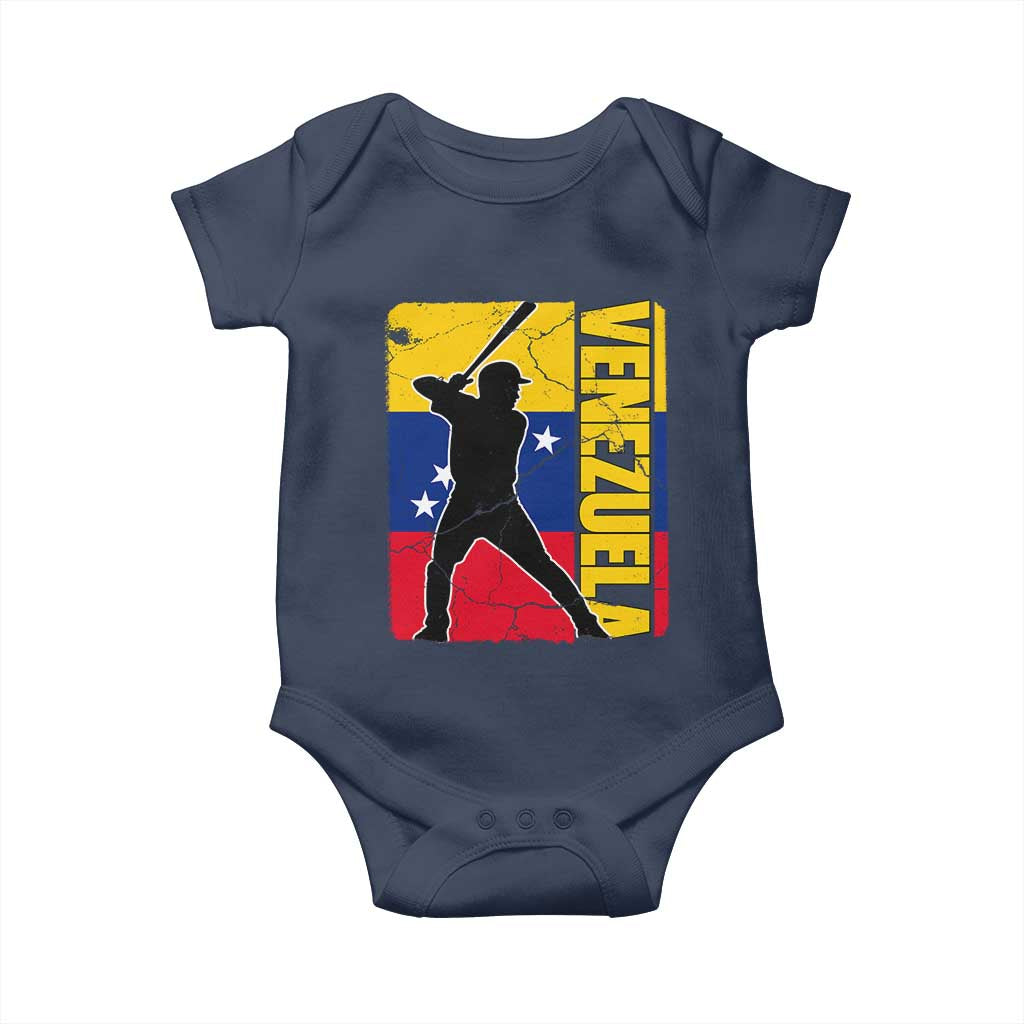 Venezuela Baseball Pride Vintage Flag Baby Onesie Venezuelan Sports Fan Gift for Latino Beisbol Lovers TS02 Navy Print Your Wear