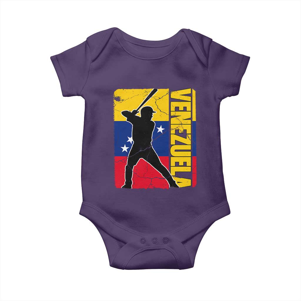 Venezuela Baseball Pride Vintage Flag Baby Onesie Venezuelan Sports Fan Gift for Latino Beisbol Lovers TS02 Purple Print Your Wear