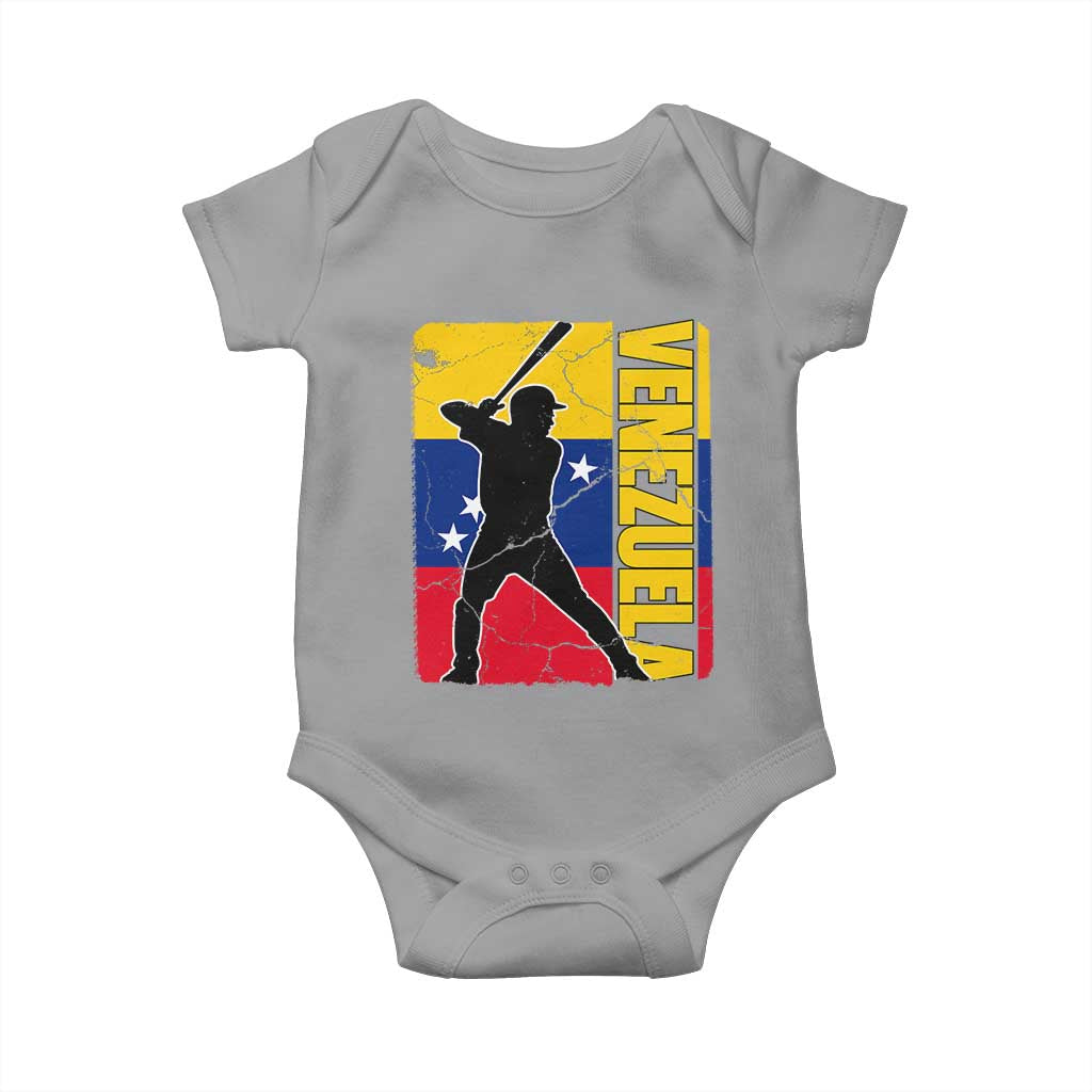 Venezuela Baseball Pride Vintage Flag Baby Onesie Venezuelan Sports Fan Gift for Latino Beisbol Lovers TS02 Sport Gray Print Your Wear