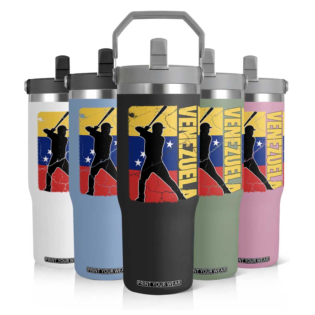 Venezuela Baseball Pride Vintage Flag Flip Straw Tumbler Venezuelan Sports Fan Gift for Latino Beisbol Lovers TS02 Print Your Wear