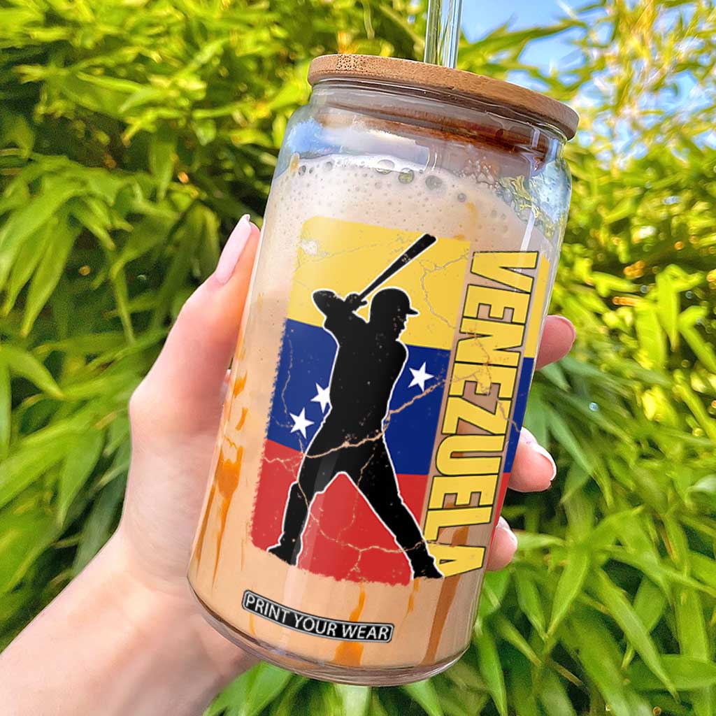 Venezuela Baseball Pride Vintage Flag Glass Can Venezuelan Sports Fan Gift for Latino Beisbol Lovers TS02 Black Print Your Wear