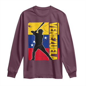 Venezuela Baseball Pride Vintage Flag Long Sleeve Shirt Venezuelan Sports Fan Gift for Latino Beisbol Lovers TS02 Maroon Print Your Wear