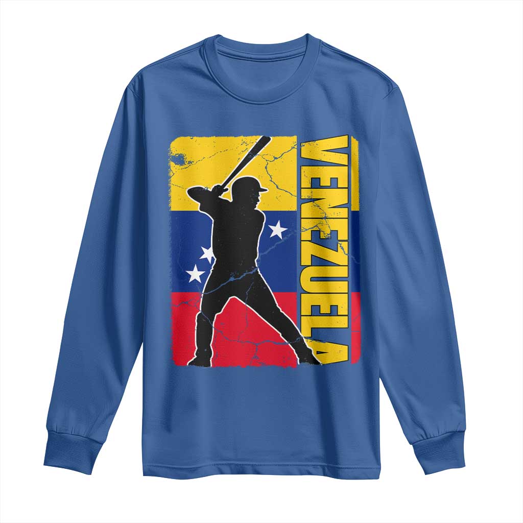 Venezuela Baseball Pride Vintage Flag Long Sleeve Shirt Venezuelan Sports Fan Gift for Latino Beisbol Lovers TS02 Royal Blue Print Your Wear